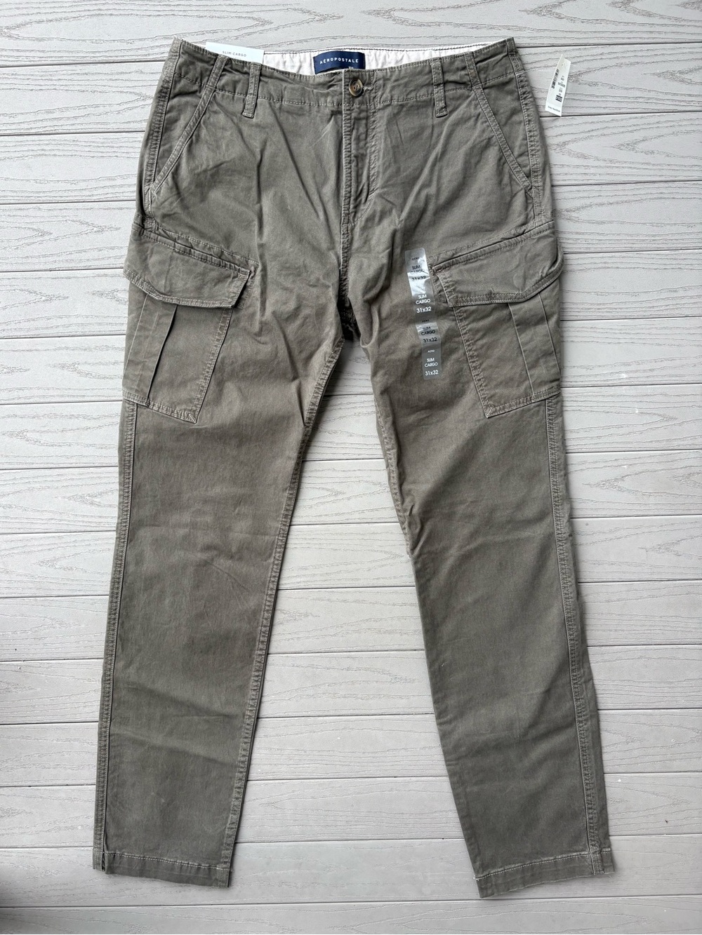 New Aeropostale Sz 31x32 Green Slim Cargo Pants Cotton Utility